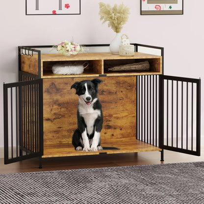 41" XL Dog Crate Furniture Heavy Duty Dog Kennel with 2 Drawers End Table Wooden Dog Cage Indoor Pet Crate Table for Small to Medium,Brown